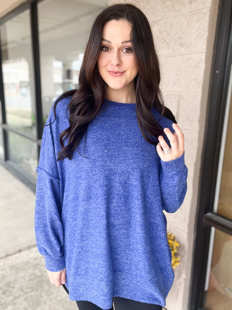 Blue Oversized Soft Feel Sweater Top