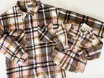Kids Pink & Brown Plaid Shacket