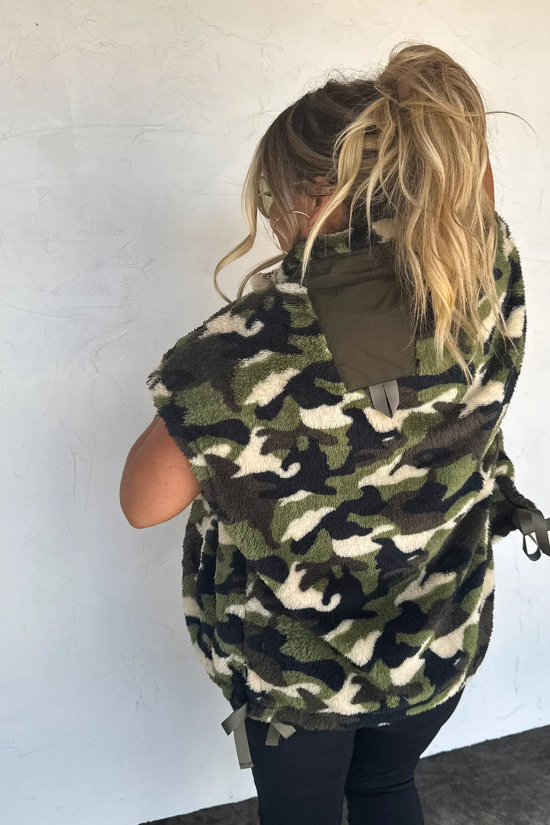 Camo Linden Sherpa Vest Jacket | PRE ORDER Arrives End Of Nov