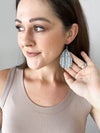 Metallic Grey Leather Earrings