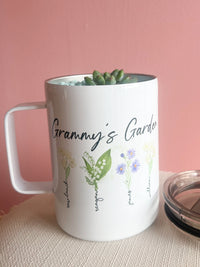 Mama, Grandma, Nana, Birth Flower Garden Personalized Coffee Mug