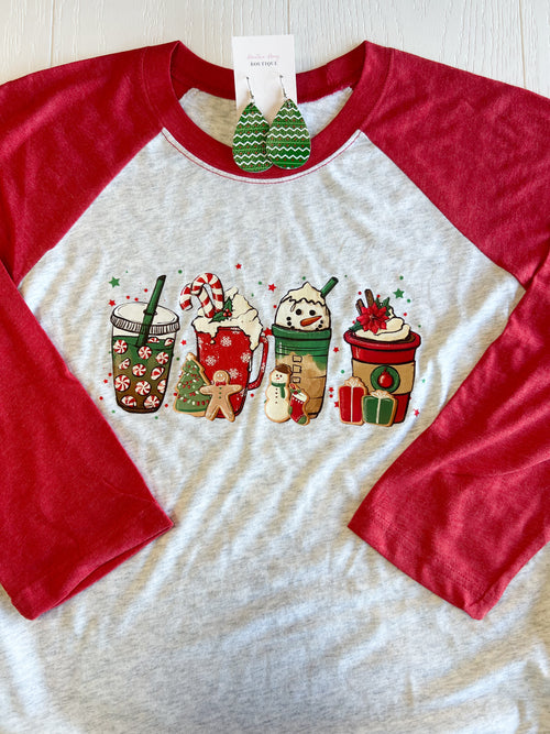 Christmas Latte Raglan Graphic Tee