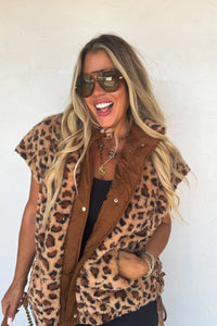 Cheetah Linden Sherpa Vest Jacket | PRE ORDER Arrives End Of Nov