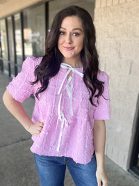 Pink Bow Blouse Top