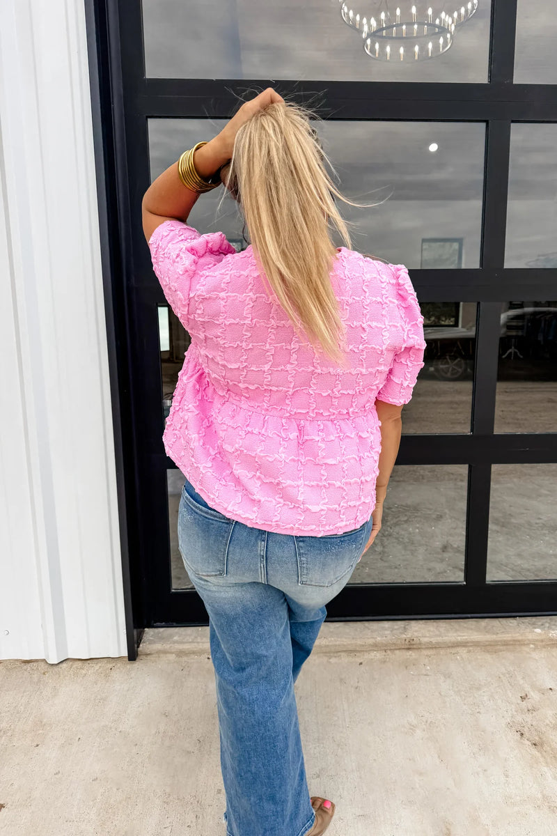 Pink Bow Blouse Top