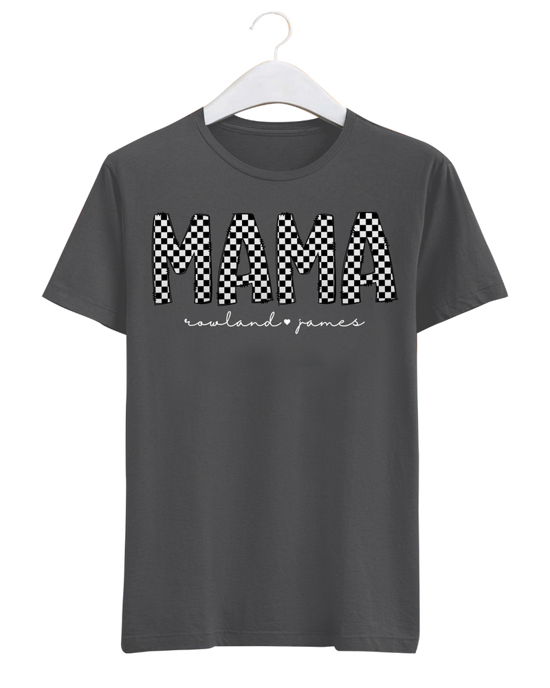 Checker Print Mama, Nana, Grandma Personalized Graphic Tee | Build Your Own Tshirt Bar