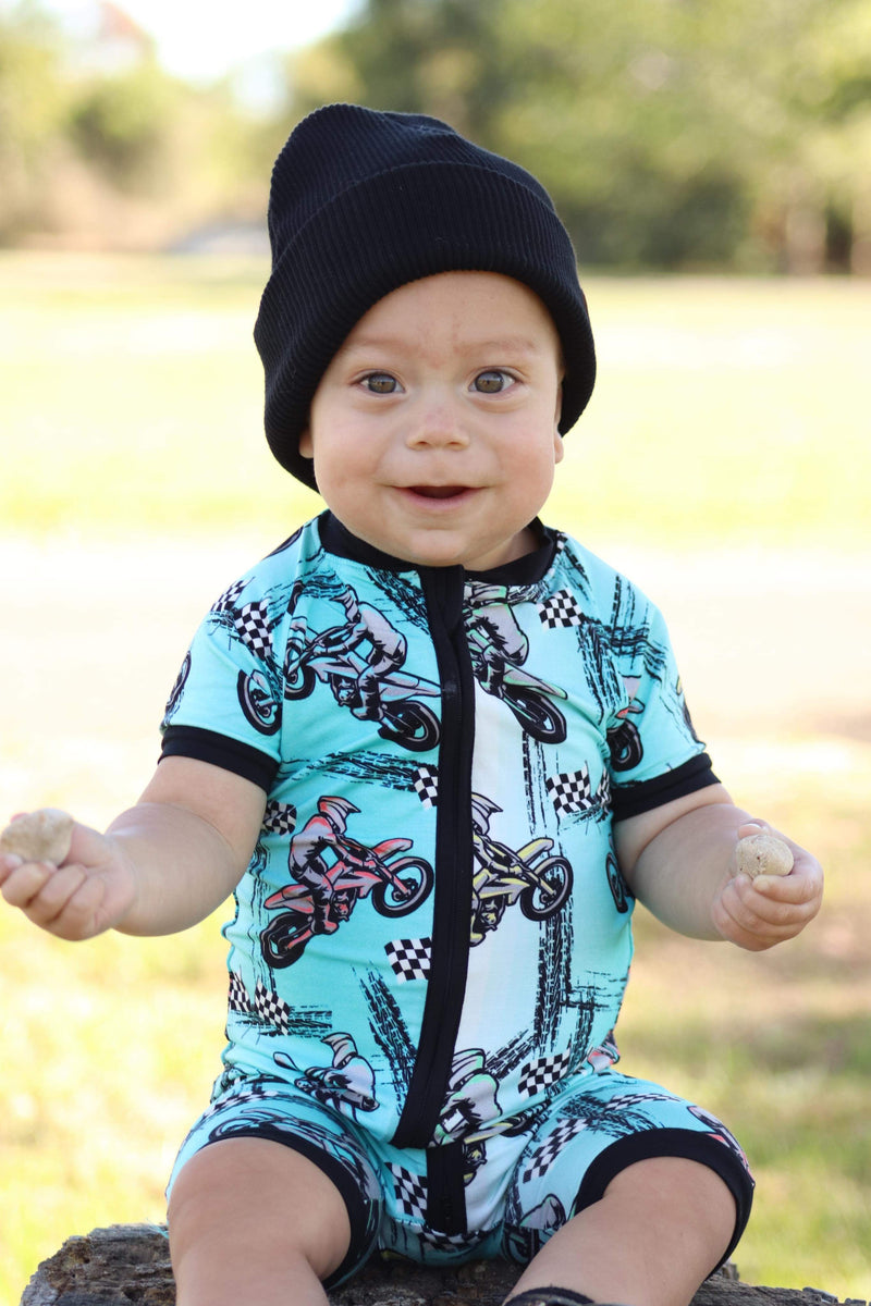 Dirt bike Bamboo Shortie Romper