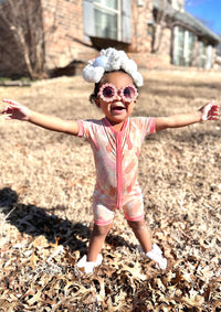 Peach Bunnies Bamboo Shortie Easter Romper (FINAL SALE)
