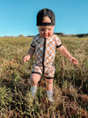 Neutral Checks Smiles Bamboo Shortie Romper
