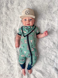 Teal Wild West Bamboo Short Sleeve Sleeper