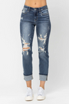 Judy Blue Mid Rise Distressed Boyfriend Jeans