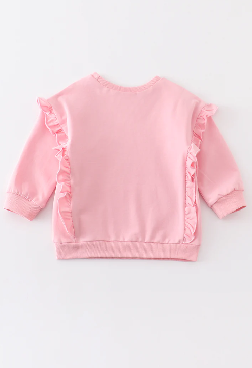 Girls Light Pink Ruffle Pullover