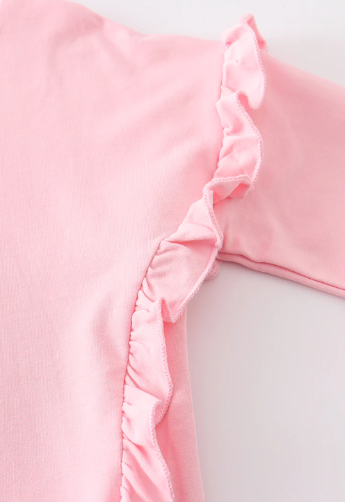 Girls Light Pink Ruffle Sweatshirt