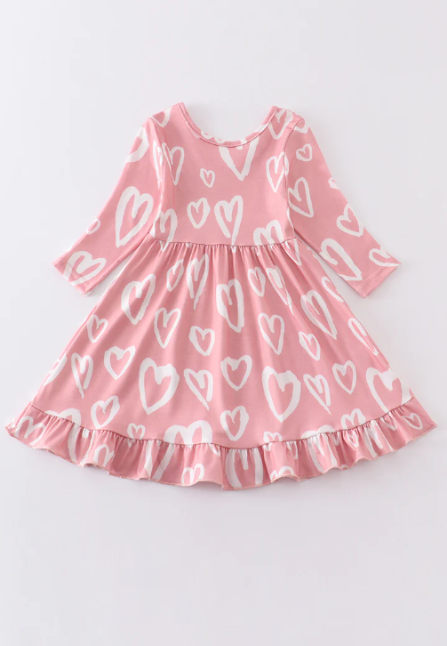 Girls Pink Heart Dress