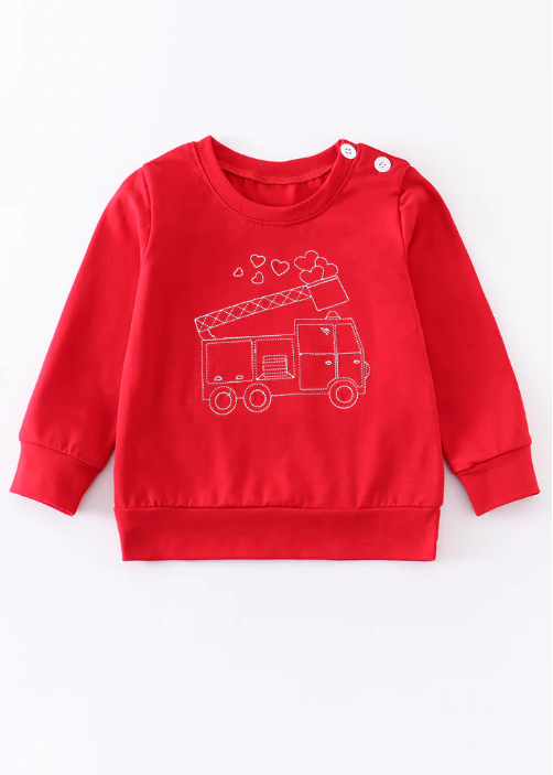 Boys Red Valentine's Day Truck Top