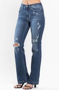 Stella Midrise Distressed Bootcut Judy Blue Jeans