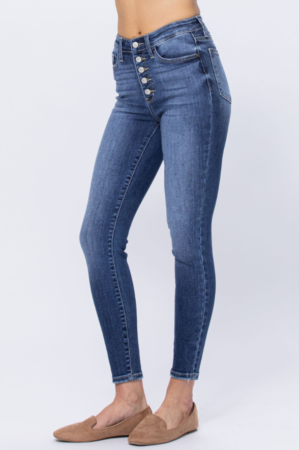 Medium Wash High Rise Button Fly Judy Blue Jeans