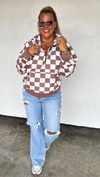 Easy Does It Brown Checker Pullover PRE ORDER | Arrives End Of August