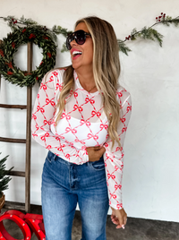 Red Ribbon Bows Mesh Top | PRE ORDER Arrives End Of Oct