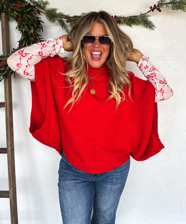 Red Ribbon Bows Mesh Top | PRE ORDER Arrives End Of Oct