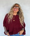 Wine Meg Pullover Poncho Sweater | PRE ORDER Arrives End Of November