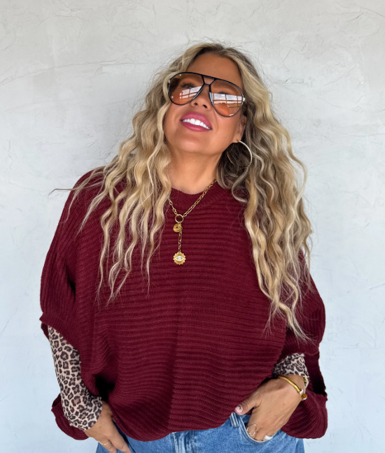Wine Meg Pullover Poncho Sweater | PRE ORDER Arrives End Of November