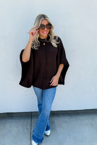 Brown Meg Pullover Poncho Sweater | PRE ORDER Arrives End Of November