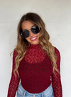 Wine Jolie Lace Thumbhole Top | PRE ORDER Arrives Beginning Of November