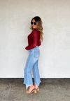 Wine Jolie Lace Thumbhole Top | PRE ORDER Arrives Beginning Of November