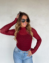 Wine Jolie Lace Thumbhole Top | PRE ORDER Arrives Beginning Of November