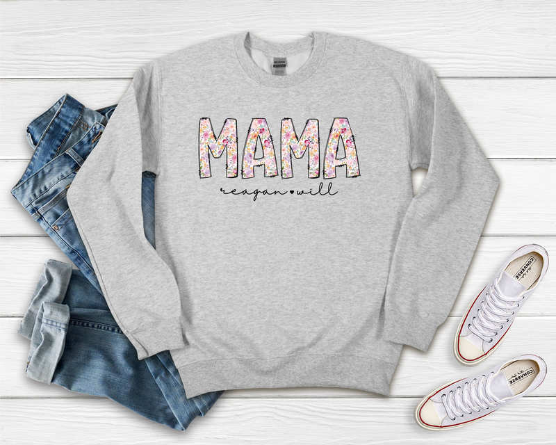 Mama, Nana, Grandma, Floral Personalized Graphic Tee | Build Your Own Tshirt Bar