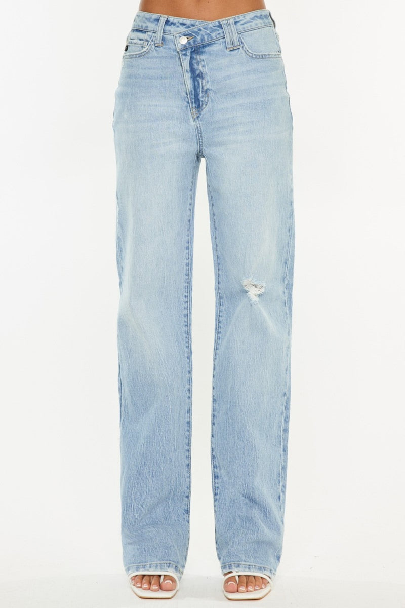 Kancan Distressed High Waist Straight Jeans ONLINE EXCLUSIVE