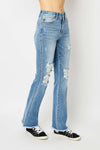 Judy Blue Full Size Distressed Raw Hem Bootcut Jeans ONLINE EXCLUSIVE