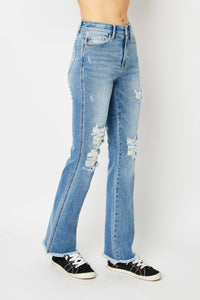 Judy Blue Full Size Distressed Raw Hem Bootcut Jeans ONLINE EXCLUSIVE