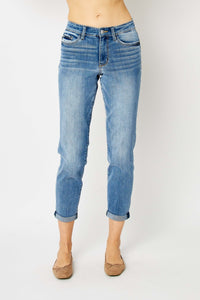 Judy Blue Full Size Cuffed Hem Low Waist Slim Jeans ONLINE EXCLUSIVE