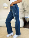 Judy Blue Full Size Mid Rise Distressed Raw Hem Jeans ONLINE EXCLUSIVE
