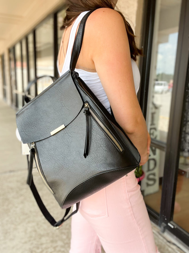 Black Convertible Backpack