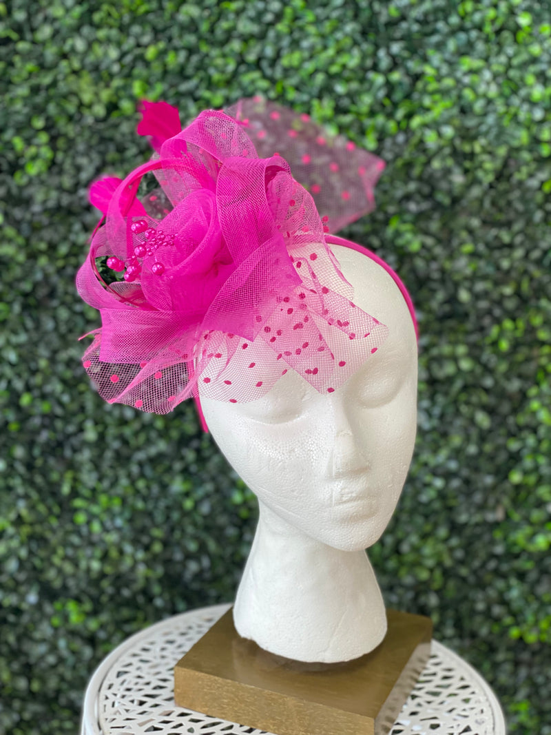 Fuchsia Polka Dot Fascinator