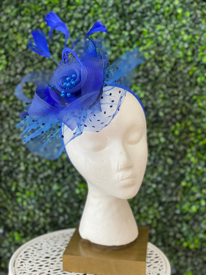 Royal Blue Polka Dot Fascinator