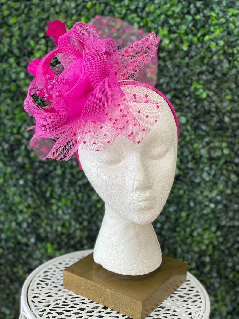 Fuchsia Polka Dot Fascinator