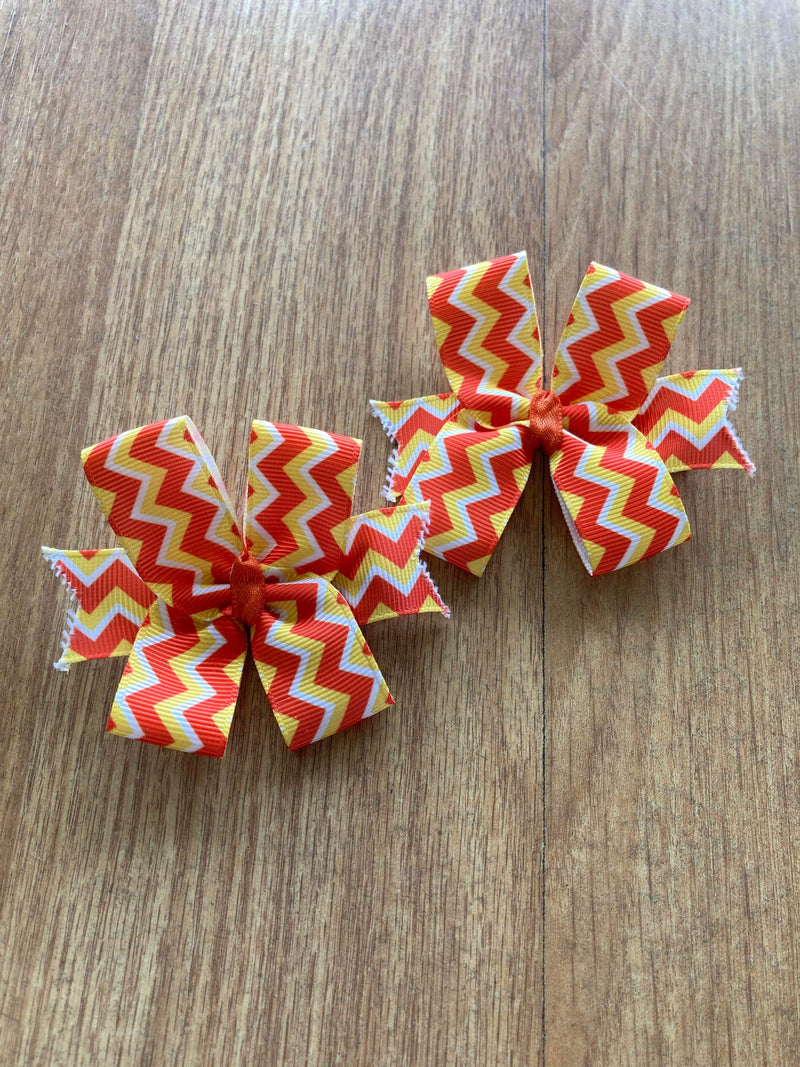 Fall Chevron Clip-on Nylon Hairbow