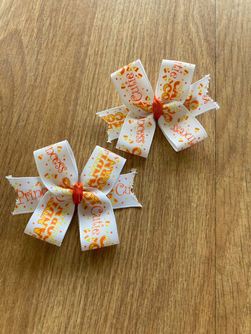 Candy Corn Cutie Clip-on Nylon Hairbow