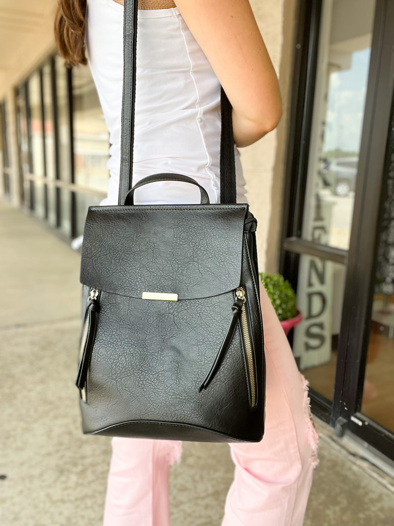 Black Convertible Backpack