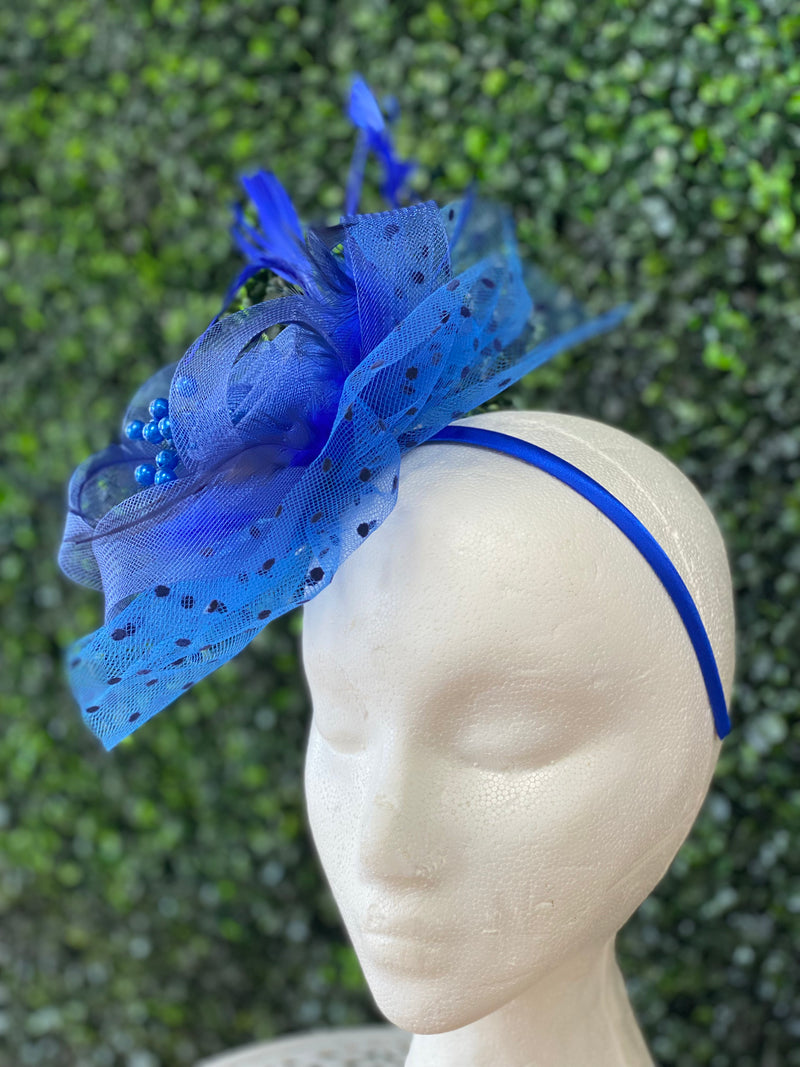 Royal Blue Polka Dot Fascinator
