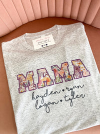Personalized Floral Mama, Nana, Grandma Graphic Tee | Tshirt Bar