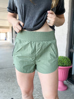 Light Olive Windbreaker Shorts