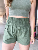 Olive Windbreaker Shorts