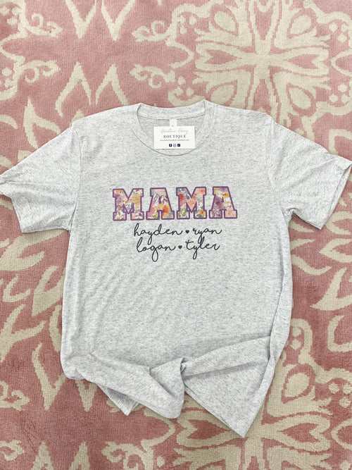 Personalized Floral Mama Graphic Tee