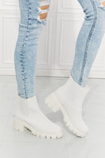 MMShoes Work For It Matte Lug Sole Chelsea Boots in White ONLINE EXCLUSIVE