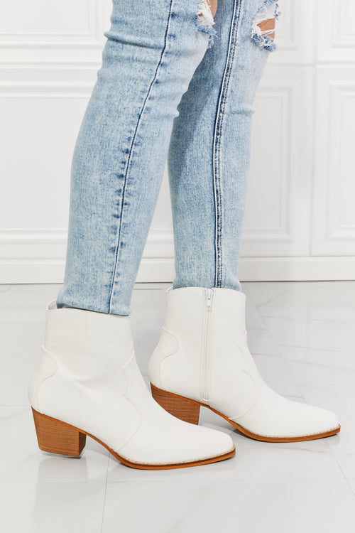 Watertower Town Faux Leather Western Ankle Boots in White ONLINE EXCLUSIVE